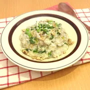 ごはんをしっかり食べたい！　豚肉と菜花の玄米リゾット