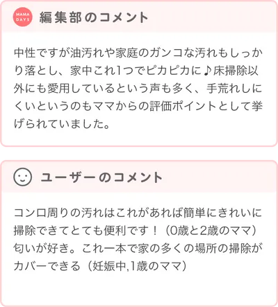 優秀賞商品の編集部・ユーザーコメント