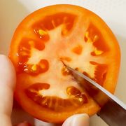 切り方で変わる トマトの種をびゅっとさせない