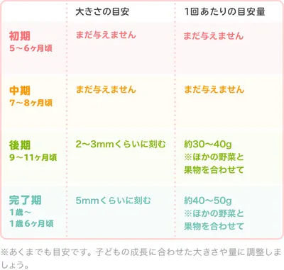 しめじの時期別の固さ・1回あたりの目安量