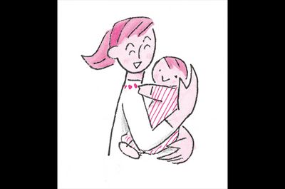 赤ちゃんのおしりを包みこむようにして抱き上げる